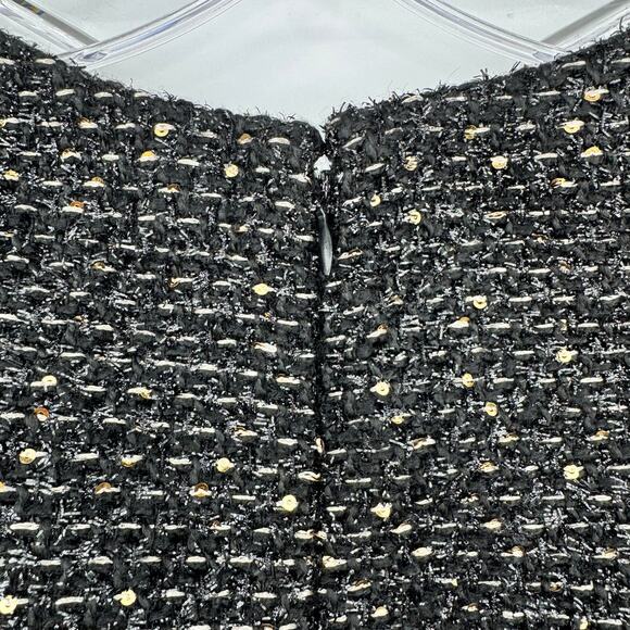 Elie. Elie Tahari Black Gold Metallic Tweed Shift Dress with Sequins Sz 14 NWT - Picture 8 of 13